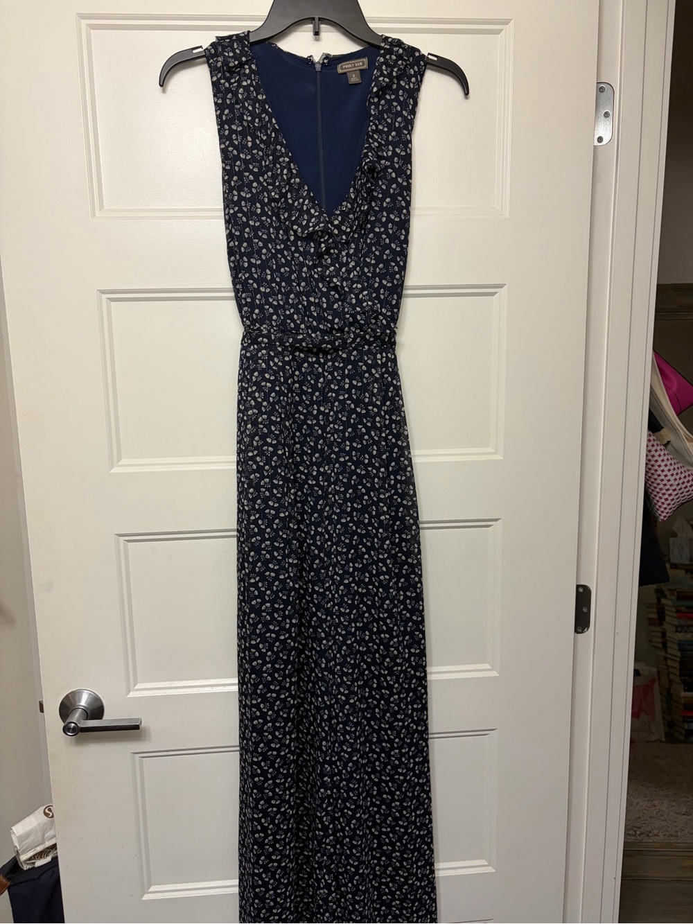 Sleeveless Navy Floral Jumpsuit with V-Neck
